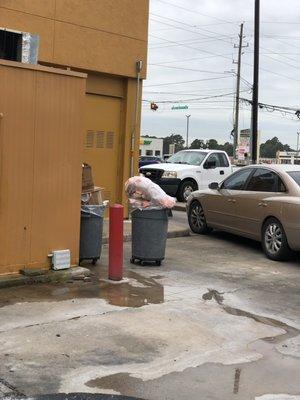 Nothing like the smell of trash before I enjoy my food. Right in the drive through. It's 10:15am, shouldn't this of been handled last night?