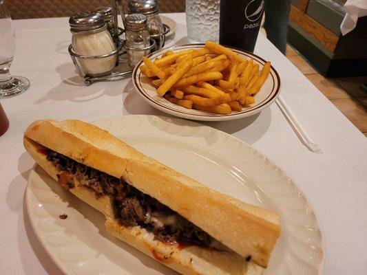 Cheese Steak and French Fries.