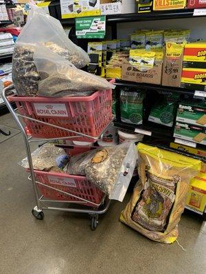 95 pounds of food for the critters.