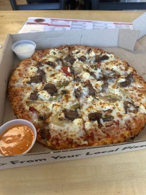 Philly Cheesesteak pizza