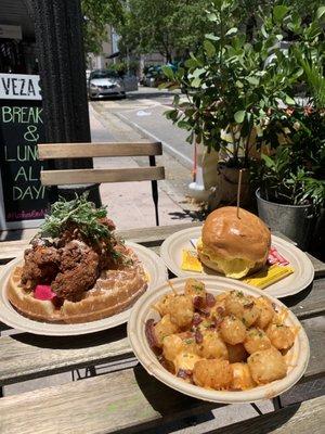 Chicken & Waffles The Matador Side Loaded Tots