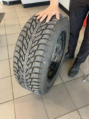 Tire with nail