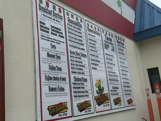 Menu posted before drive-through window