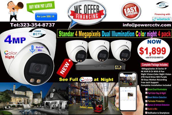 protect your property with these 4MP Night Color security Camera Package.