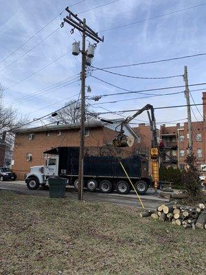 Grapple Truck picking up the wood