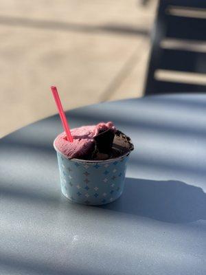 Dark chocolate and raspberry sherbet!!!