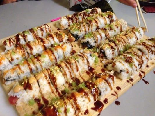 Sushi party with the neighbors with seafood from our Auburn market.