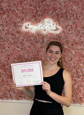 Congrats on completing the Esthetician course Bella!