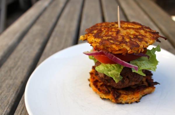 Paleo Burger with Sweet Potato Bun