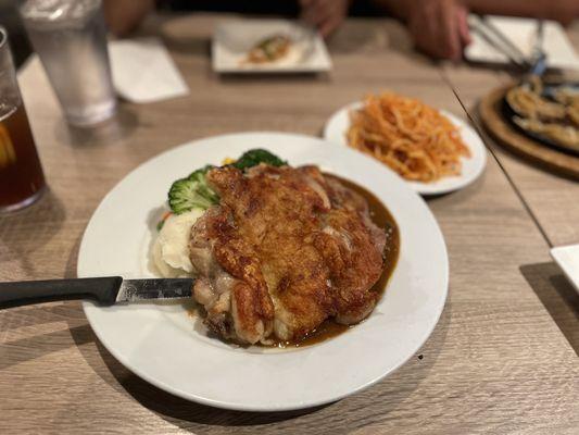 Grilled chicken steak with mushroom sauce