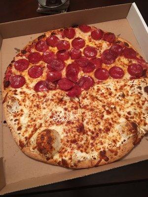 Half white half pepperoni