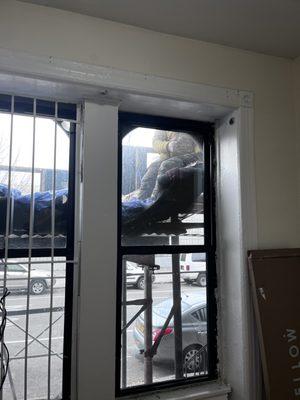 Man in my window that doesn't lock and can be pulled out from frame