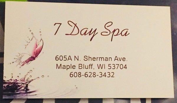 7 DAY SPA 605A N Sherman Ave, Madison, WI 53704 Tel:(608) 628-3432 Today: 9:00 am - 10:00 pm