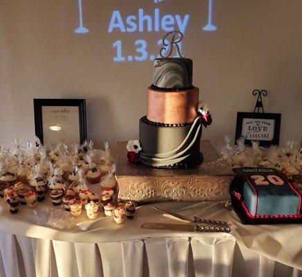 Many options for different desserts. Cupcakes, shooters, Groom's cake, cake balls, I could go on!