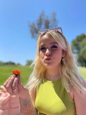 My girlfriend eating strawberries