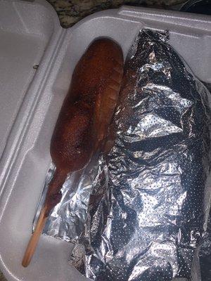 Who gives a paying customer old food!!  Burnt Corndog