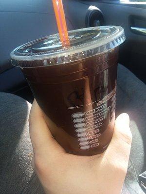 Large blueberry Iced Coffee that I ordered with extra cream. No cream or ice plus was given a medium.