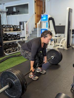 My client as she gets ready to hit her new personal record on her deadlift