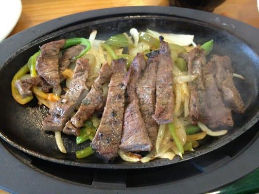 Steaming hot beef fajitas