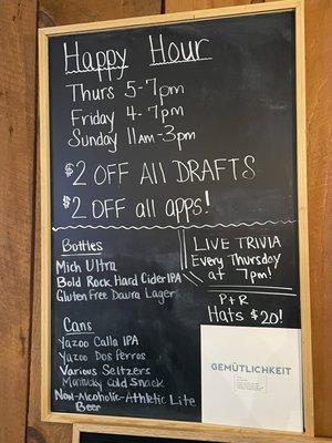 Happy hour specials - March 2023