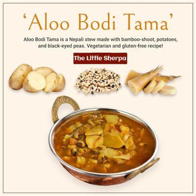 Aloo Bodi Tama is a Nepali stew made with bamboo-shoot, potatoes, and black-eyed peas. Vegetarian and gluten-free recipe!