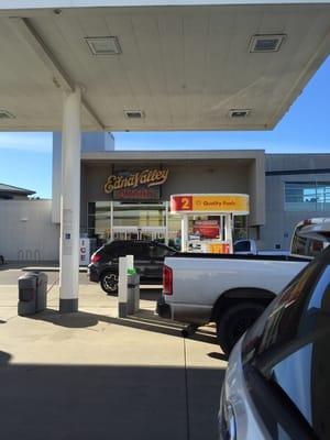 Nice gas station with car wash and market.