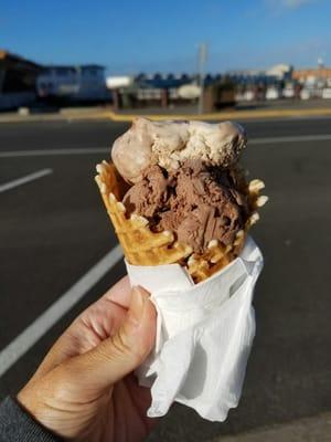 I just wanted one scoop, but they let me do two mini scoops to equal one so I could try two yummy flavors!