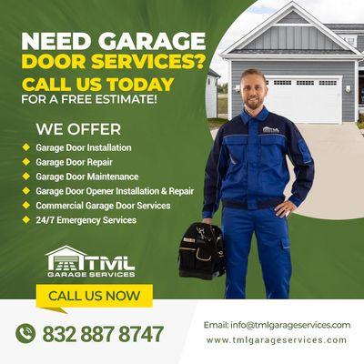 NEED GARAGE DOOR SERVICES? CALL US TODAY FOR FREE ESTIMATE! 832-887-8747