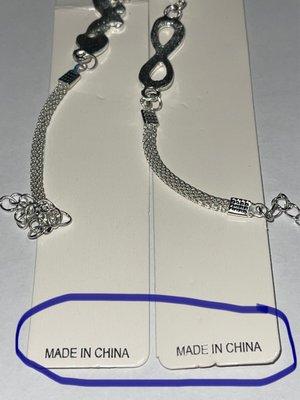 Junk FASHION jewelry made in China! Not sterling silver as their website vulosa.com claims. JUNK!