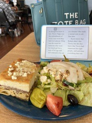 Greek lasagna with Greek salad