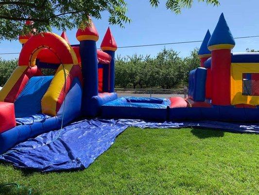 Huge obstacle with 2 pools can be rented seperate  Waterslide basketball hoop