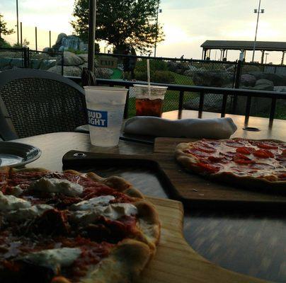 Pizza bar pizza overlooking the back golf area.