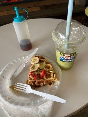 Protein Waffles and a protein smoothie! Yummy!