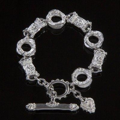 Link toggle bracelet in white sterling silver.