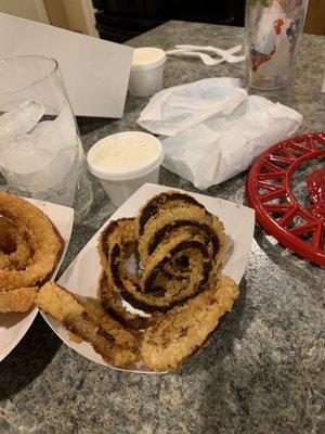 Burnt onion rings they had the nerve to serve