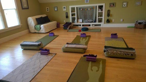 Small, community yoga studio with max class size of 8.