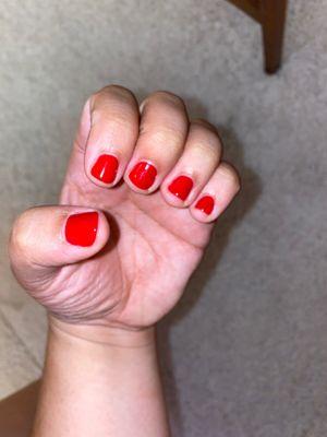 #28 Gel. I have short nails right now and she was great at working with what I've got!