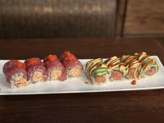 Red Dragon Roll and Godzilla Roll