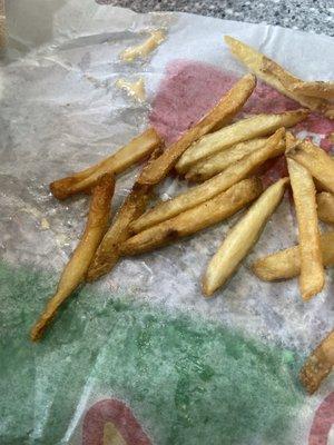 Burned greasy salty fries.