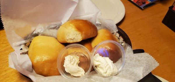 Dinner rolls with cinnamon butter and butter option