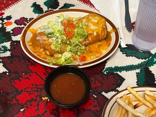 Ground beef chimichanga enchilada style