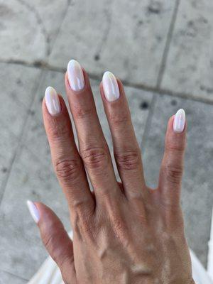 Glazed donut manicure by Wendy (two coats of funny bunny and one coat of chrome powder)