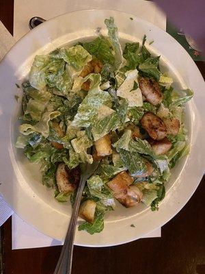 Caesar salad with Cajun shrimp