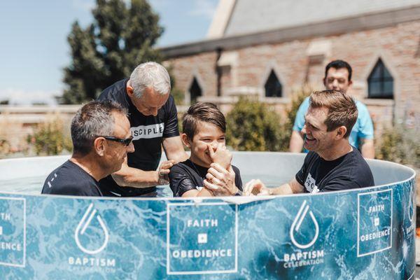 Outdoor baptism celebration