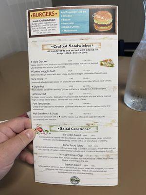 Back side of Menu