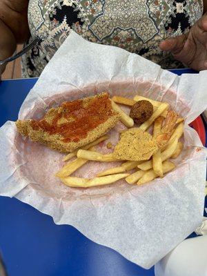 Kids Meal: 1 pc fillet fried extra crispy comes with fries and 1 hush puppy