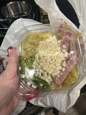 The upper part of the salad is fine. The bottom is not.