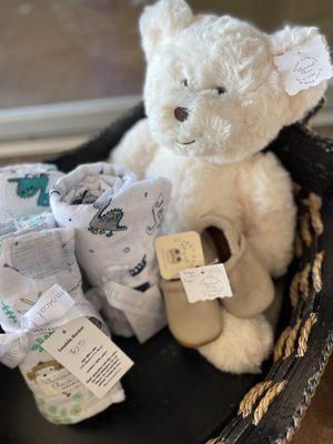 Teddy bears, swaddles and moccasins