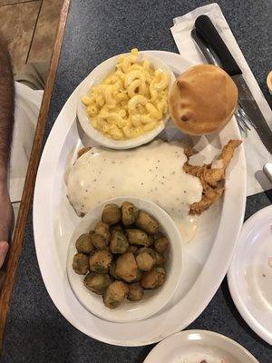 Chicken fried chicken with 2 sides, $9.99