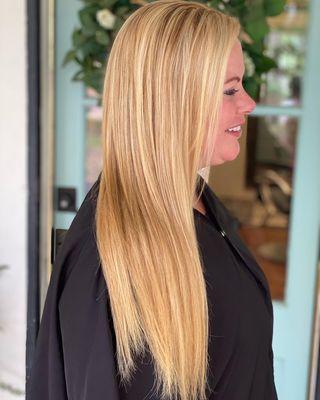 Natural beaded rows extensions worn straight!